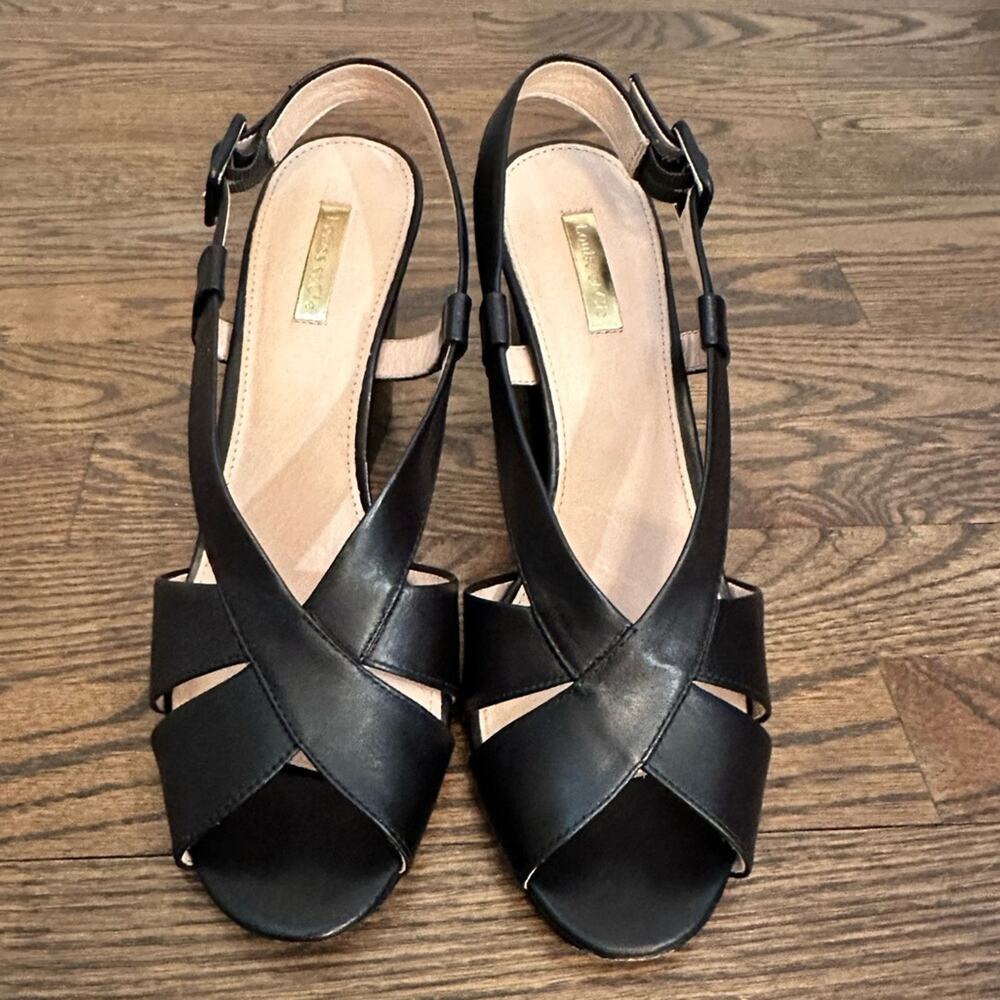 LOUISE ET CIE KALEE Black Leather Block Heel Strappy Sandal Size 10 M - Picture 4 of 11